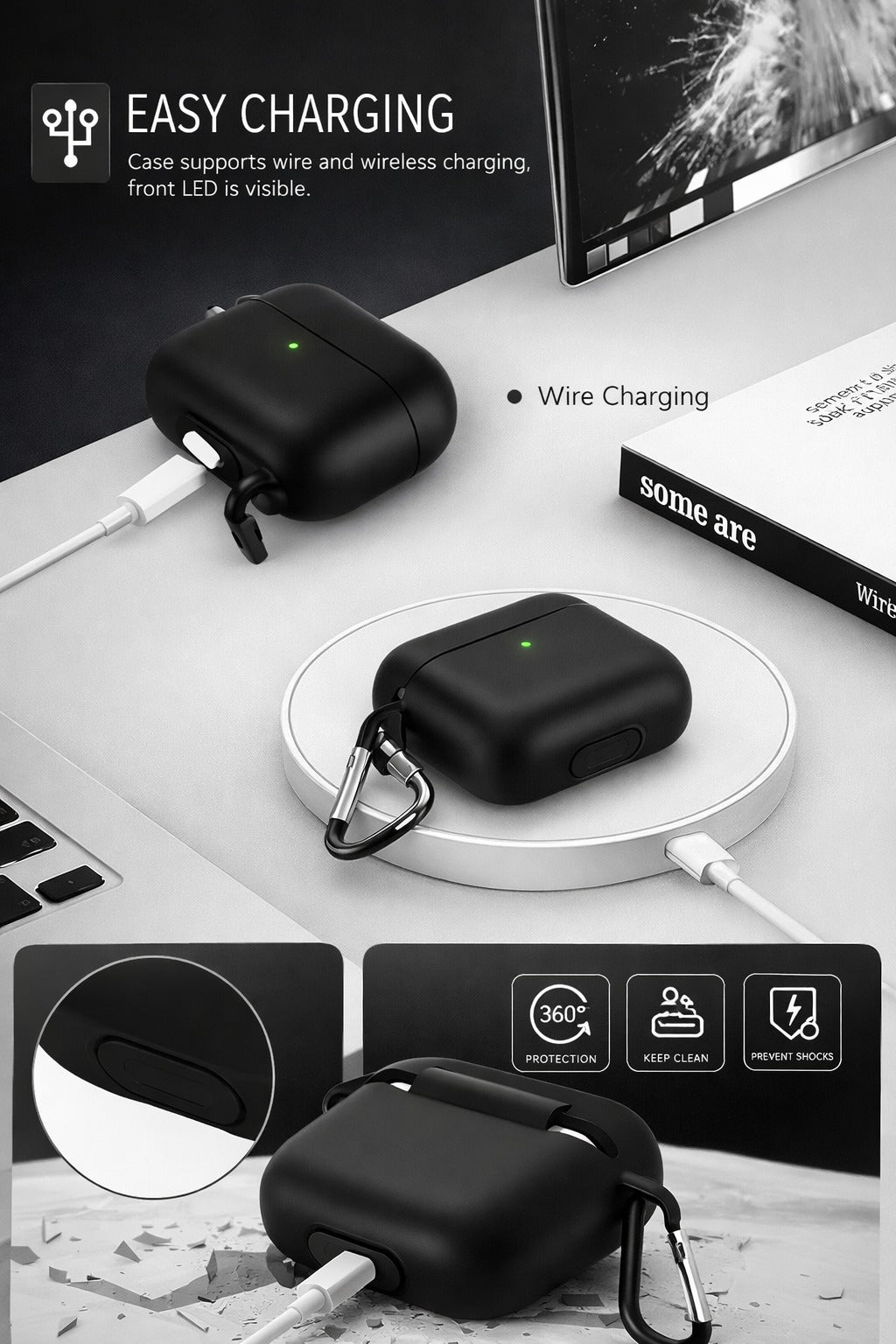 xaavio tws - a10 with black silicon cover true wireless earpods